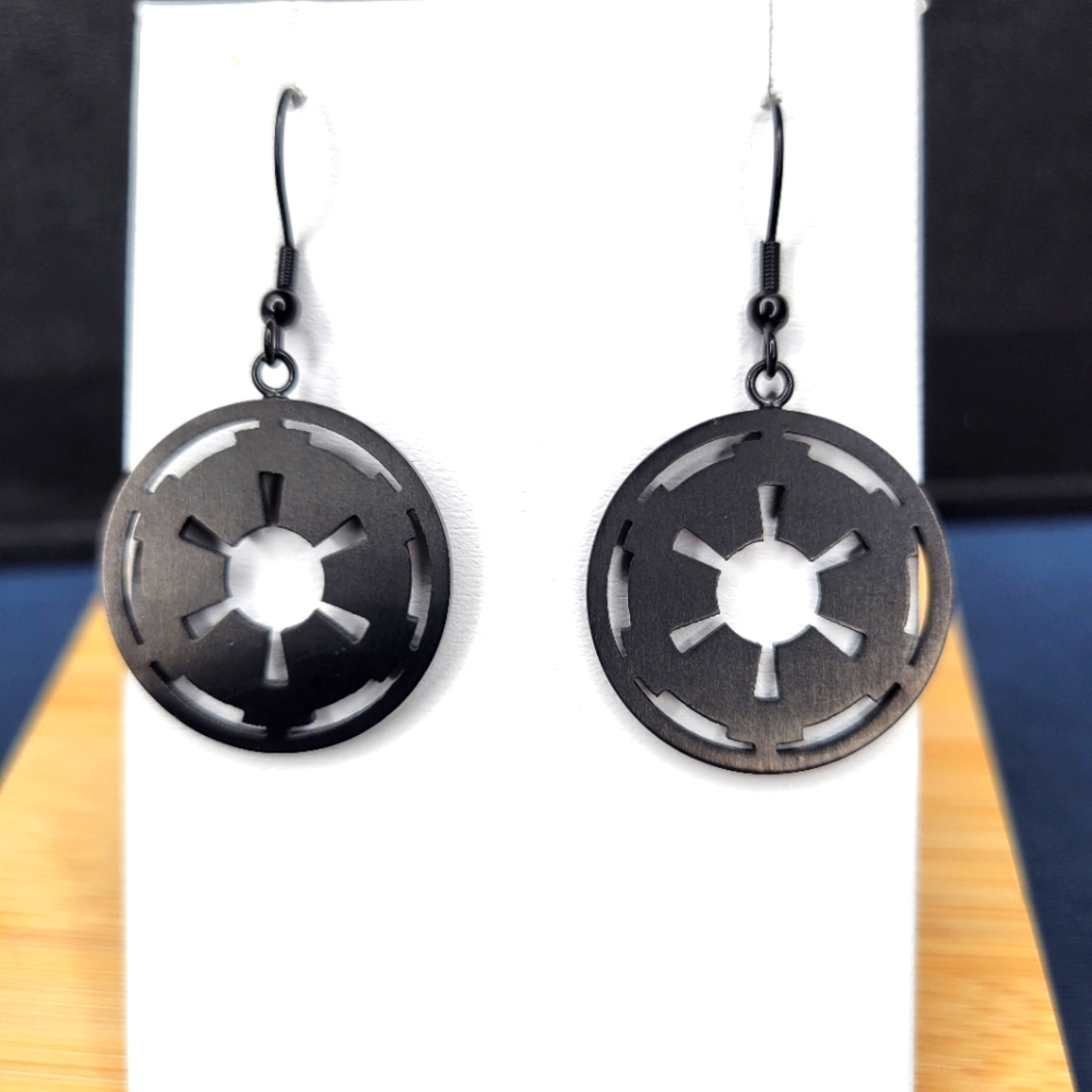Star Wars Galactic Empire Symbol Black Dangle Earrings Nickel-Free Stainless